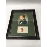 A framed signature dated 1847 with a wax seal.