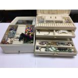 2 jewellery boxes with costume jewellery