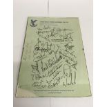 A Crystal Palace Football Club sheet bearing signatures