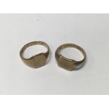 A pair of 9ct gold rings, both marked. Approx 8.8g