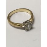 A 9ct gold mosanite ring, approx 1ct stone.2.2g, L