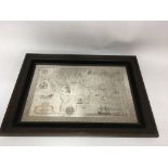 A large, framed 'Royal Geographical Society Silver Map'.Approx 51x70cm