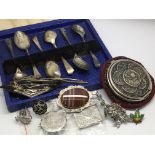 A group of silver jewellery and odds including a s