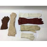 Five pairs of kid leather gloves and one other pai