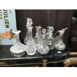 8 glass decanters and 2 Ewers