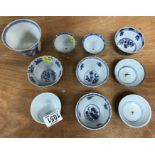 10 blue and white Chinese porcelain tea bowls