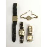 A gold cased ladies watch plus three gold tone gents watches (4).