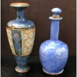 A Doulton Lambeth liquor bottle plus a single Doulton Lambeth vase