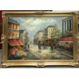 A gilt framed oil on canvas Parisenne scene 105 x 74.5cm