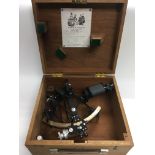 A wooden cased sextant, Cooke Hull.