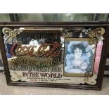 A vintage Coca Cola advertising mirror, approx 95cm x 63cm together with a Laroche Parfum