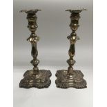 A pair of silver candlesticks, Sheffield hallmarks