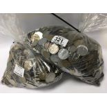 Two bags of mixed various coinage