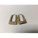 A pair of 9 ct gold hoop earrings 3 grams approx.
