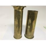 Two Chinese Labour Corps engraved I World War shell cases. One with Chinese inscription.