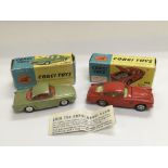 Two boxed Corgi die cast cars comprising an Aston Martin DB4 number 218 and a Renault Floride number