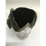Two old, velvet Rugby caps