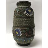 A 19th Chinese bronze and cloisonné vase