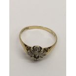 An 18ct gold cluster ring.Approx P, 2.39g
