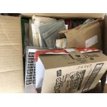 Three boxes containing a large quantity of stamps and first day covers .