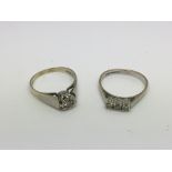 Two 9ct white gold diamond rings, approx 5g and approx sizes L and I.