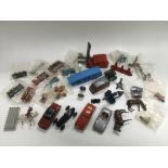A box of die cast vehicles and lead farm figures - NO RESERVE