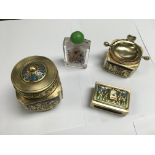 Set of 3 Chinese enamel cigarette articles & Chinese bottle