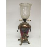 An interesting early example of a filter coffee maker 19th Century with an etched glass bowl lion