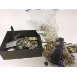 A collection of costume jewellery including a Gents Hamilton watch and other watches a bag of
