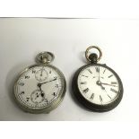 A chronograph pocket watch and one other pocket watch