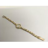 A lady's 9ct gold Geneve wristwatch.Approx 19cm long, 16g