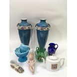 A pair of decorative vases and Victorian glass and ceramics - NO RESERVE