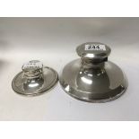 Two silver inkwells Birmingham hallmarks.