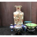 Oriental group, inc a Satsuma pottery vase and a collection of clossonei.