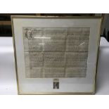 A rare, 16th century, Elizabethan framed indenture, written on old English, possibly pertaining