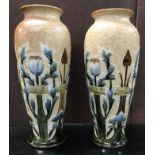 A pair of Doulton Lambeth potter vases with artist