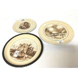 Three Winton Grimwades Old Bill ceramic plates with world war l comical battle field scenes.