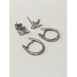Two pairs of 18ct white gold and diamond set earrings.Approx 3.6g