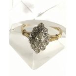 A 9ct ring set with diamonds in pear shape mount.Approx 0/R, 2.5g