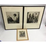 Two, limited edition drypoint etchings by S.Van Ab