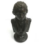 A bronzed bust of Beethoven, signed Rossetti.Approx 24cm