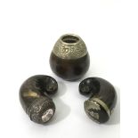 Two Scottish horn and silver mounted snuff holders