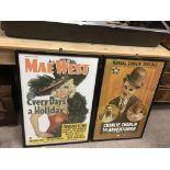 Two framed reproduction Mae West and Charlie Chaplin film posters.Approx 53x76cm
