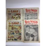 The first two issues of Lion comic plus the first two issues of Boys World (4).