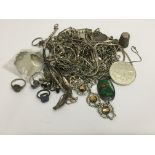 A quantity of silver and white metal jewellery inc
