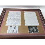 A pair of framed letters to Reggie Kray, signed "Goombah", one from a young fan of Reggie in 1998