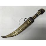 A middle-eastern knife, the hilt inlaid with bone