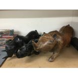 Three carved wooden figures of rhinos, approx height of the biggest figure is 27cm - NO RESERVE