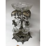 An large and impressive Victorian silver plated four branch epergne In the style of elckington The