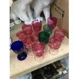 Collection of cranberry and other Victorian glass